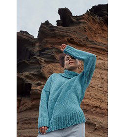 Damestrui met brede boorden gemaakt van Lang Yarns Donegal Tweed Plus