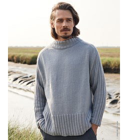 Wijde herentrui met hals gemaakt van Lana Grossa Cool Wool Big