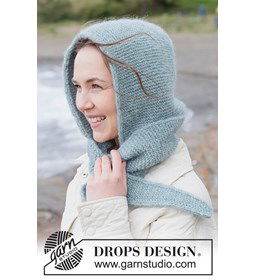 Trendy Mutssjaal in Ribbelsteek met Punnikrand in DROPS Air gemaakt van Drops Air