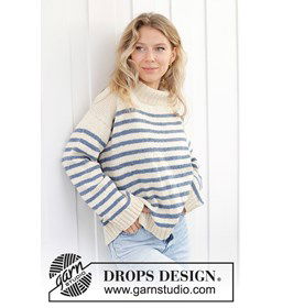 Wijde heuplange trui met stepen gemaakt van DROPS Soft Tweed