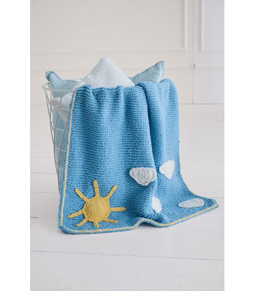 Breipatroon deken met zon en wolkjes