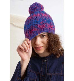 Muts met verticale ribbels gemaakt van Lang Yarns Bergen 1102.