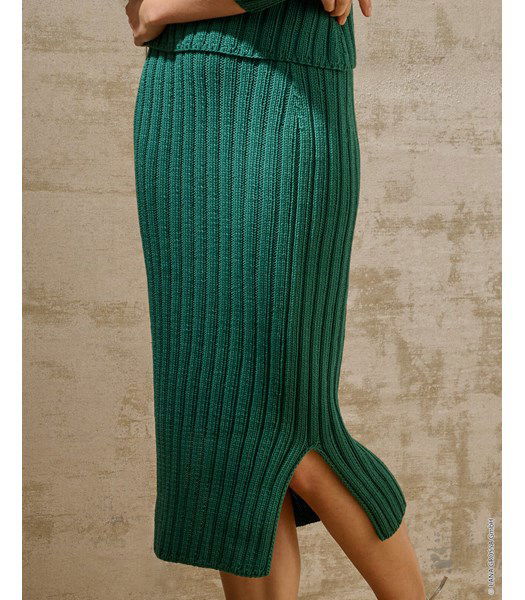 Breipatroon lange rok met split in zijnaad