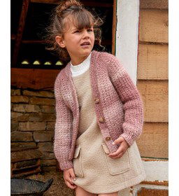 Meisjesvest met knoopsluiting gemaakt van Phildar Phil Givre Imprime