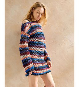 kort gestreept jurkje met lange mouwen gemaakt van Naaiartikelen