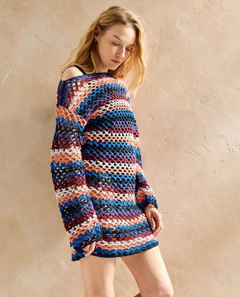 kort gestreept jurkje met lange mouwen