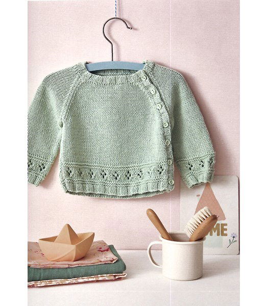 Breipatroon babytruitje met zijopening