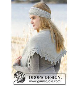 Gebreide omslagdoek en hoofdband gemaakt van Drops Cotton Merino