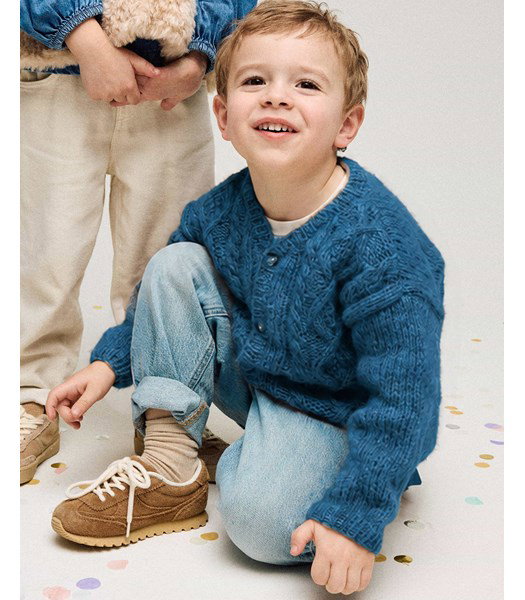 Breipatroon kindervest Yanis in kabelpatroon