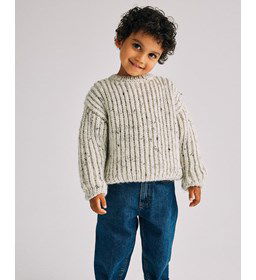 Kindertrui in patentsteek gemaakt van Phildar Phil Tweedy