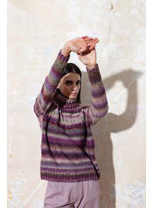 Warme wintertrui in gestreept kleurenpatroon