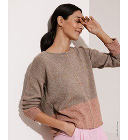 Damestrui met kleurvakken gemaakt van Lana Grossa Diversa