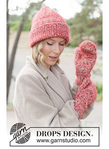 Gebreide muts en wanten van wol en mohair