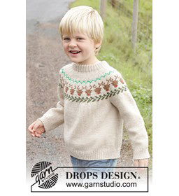 Kindertrui met kerstpatroon gemaakt van Drops Daisy