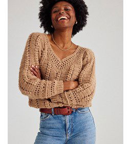 Trui met V-hals gemaakt van Phildar Phil Super Baby