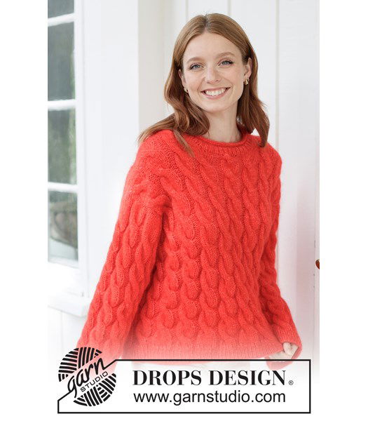 Breipatroon Gebreide top-down trui met rijke kabelpatronen