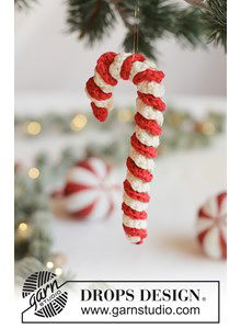 Gehaakte tweekleurige suikerstok voor Kerst