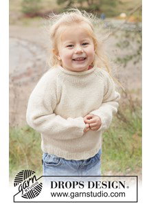 Breipatroon kindertrui met raglan van zachte drops alpaca gemaakt van Drops Alpaca