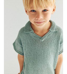 T-shirt met reverskraag en V-hals gemaakt van Phildar Phil Origin