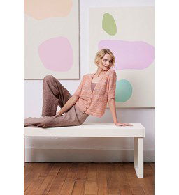 Damesvest Tess met korte mouwen gemaakt van Lang Yarns Belle