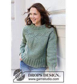 Damestrui met ajourpatroon gemaakt van Drops Snow - Eskimo