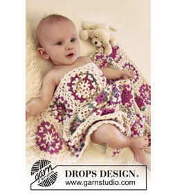 Gehaakte deken met vierkantjes.