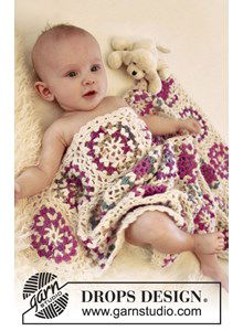 Gehaakte deken met vierkantjes.