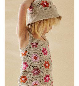 Dophoedje met bloemen gemaakt van Phildar Phil Perle 5