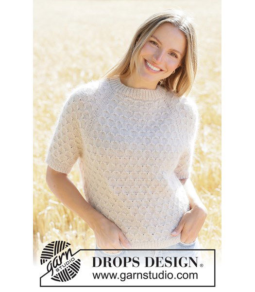 Breipatroon trui met honingraatpatroon en korte mouwen