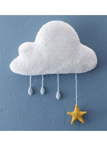Babykamer wantversiering wolk met regendruppels en ster