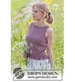 Damestop Plum Perfect met ruche rand gemaakt van Drops Muskat