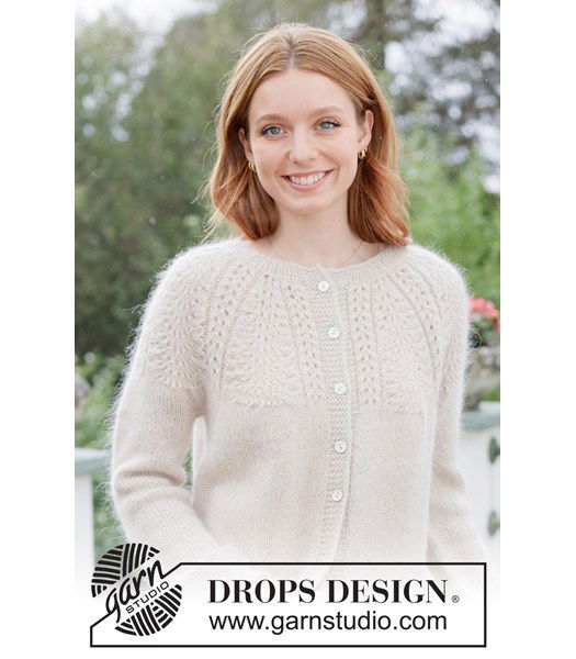 Breipatroon Gebreid vest met kantpatroon & ronde pas in mohair-zijde