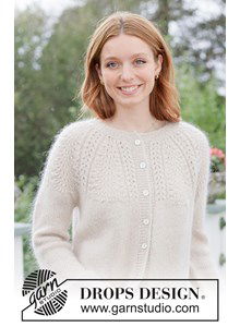 Gebreid vest met kantpatroon & ronde pas in mohair-zijde