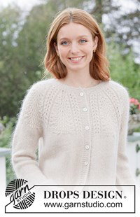 vest met kantpatroon en ronde pas in mohair-zijde