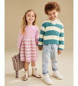 Gestreepte kindertrui gemaakt van Phildar Phil Partner 6