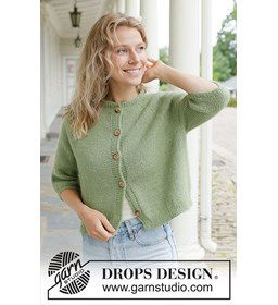 Pistachio Tea Cardigan gemaakt van DROPS Flora