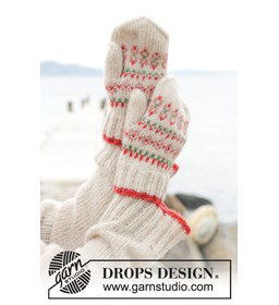 Meerkleurige wanten gemaakt van Drops Air