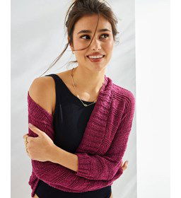 Recht vest met sjaalkraag gemaakt van Phildar Phil Artisane