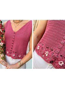 Mouwloos vestje met bloemetjes