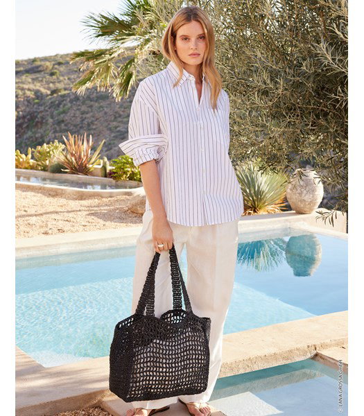 Haakpatroon shopper in filetpatroon met subtiele glitter