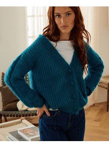 Kort damesvest Hanaelle met kabels