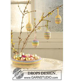 Eieren en mandje gemaakt van Drops Muskat