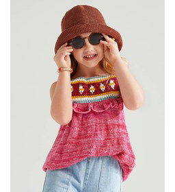 Topje met gerimpelde en gehaakte rand. gemaakt van Boeken Phildar