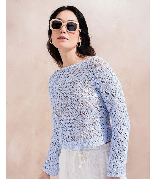 Breipatroon damestrui Lyam gebreid in een uitdagend ajourpatroon