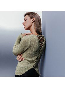 Damestrui met open rug met vetersluiting.