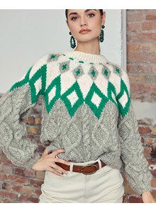 Damestrui in kabel- en jacquard patroon
