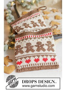 Gebreide pannenlappen met gemberkoek &amp; hartjes