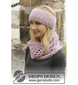 Gehaakte hoofdband en halswarmer gemaakt van Drops Kid Silk