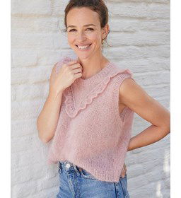 Mouwloze trui met ruche gemaakt van Rondbreinaald nr 4,5