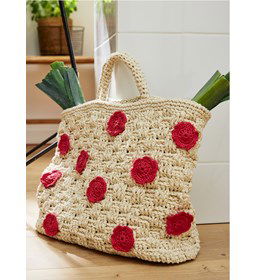 Tas met bloemen gemaakt van Pingouin Esterel